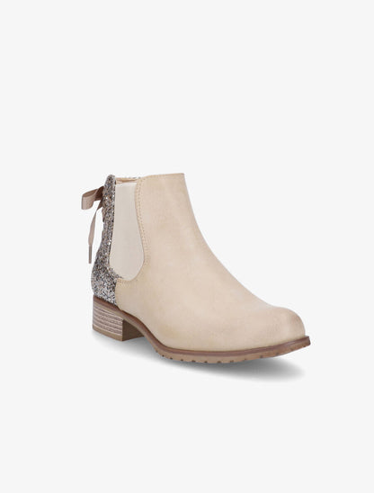 Chelsea boots à contrefort pailleté et lacets - Taupe - 2