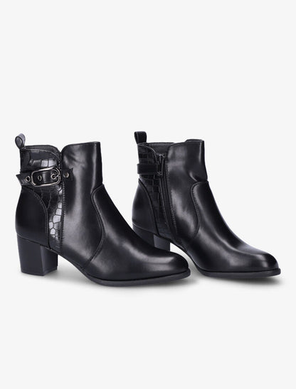 Bottines bi-matière à sangle - Noir - 4