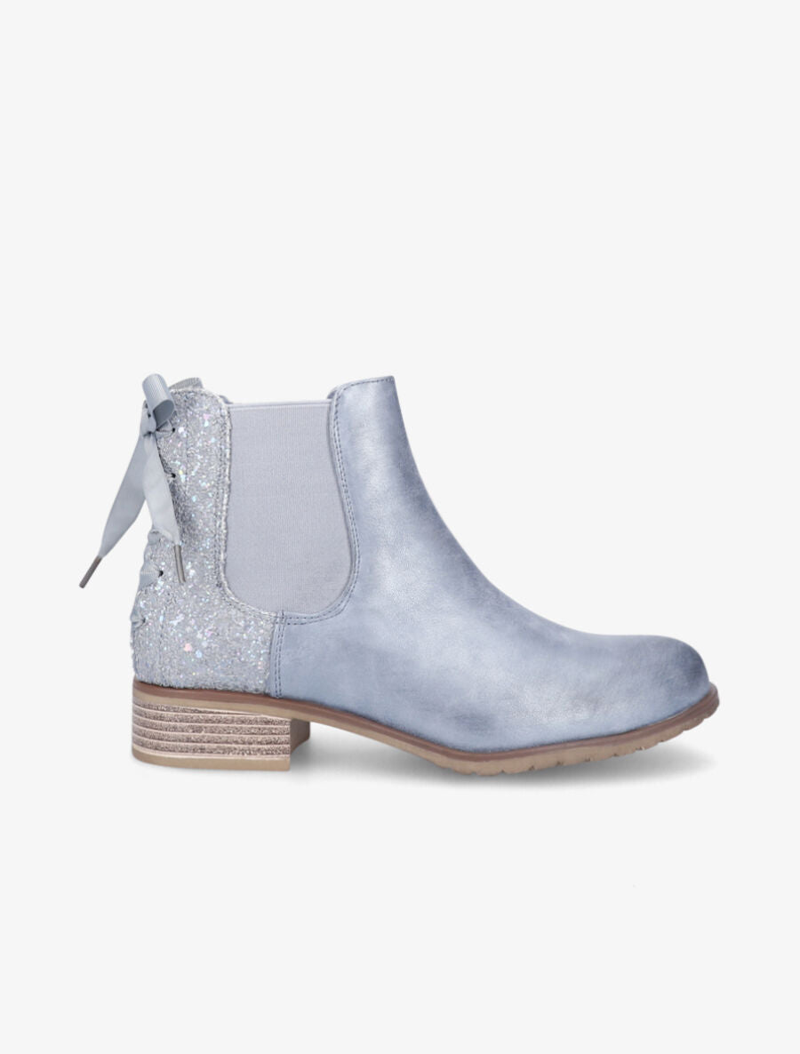 Chelsea boots à contrefort pailleté et lacets - Bleu gris - 5