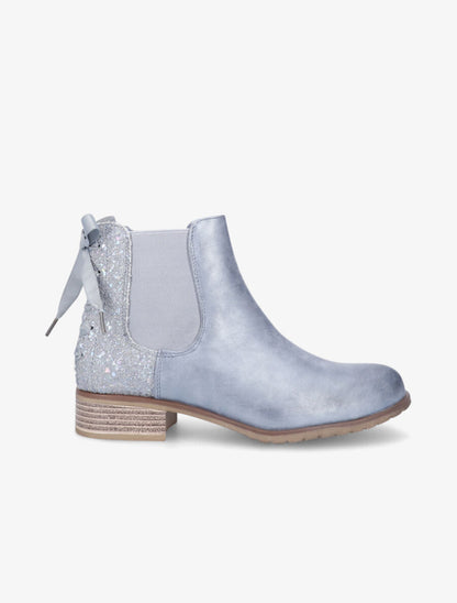 Chelsea boots à contrefort pailleté et lacets - Bleu gris - 5