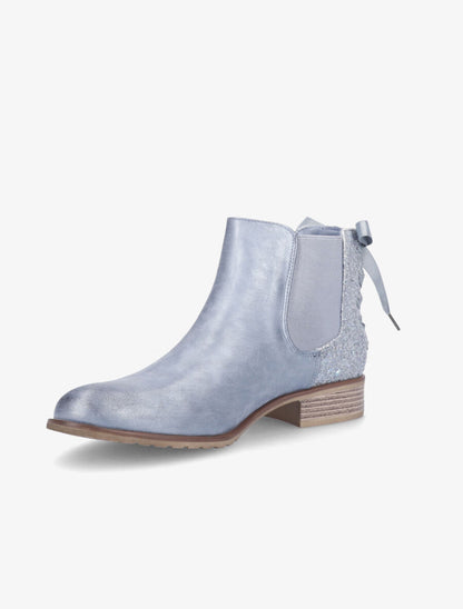 Chelsea boots à contrefort pailleté et lacets - Bleu gris - 3