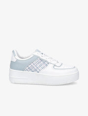 Baskets à empiècements carreaux irisés et semelles épaisses - Bleu gris - 1