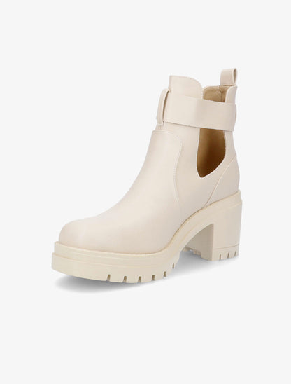 Bottines ajourées à talon épais - Beige - 3