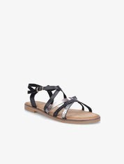 Nu-pieds plats à brides stylisées - Noir - 5