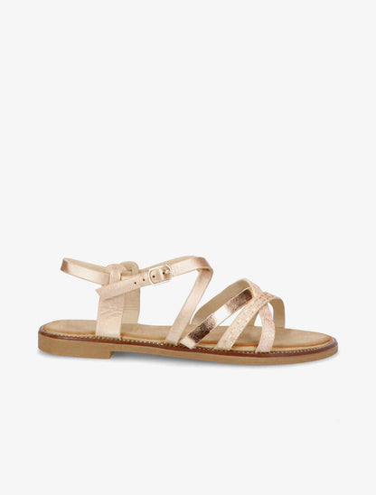Nu-pieds plats à brides stylisées - Champagne - 2