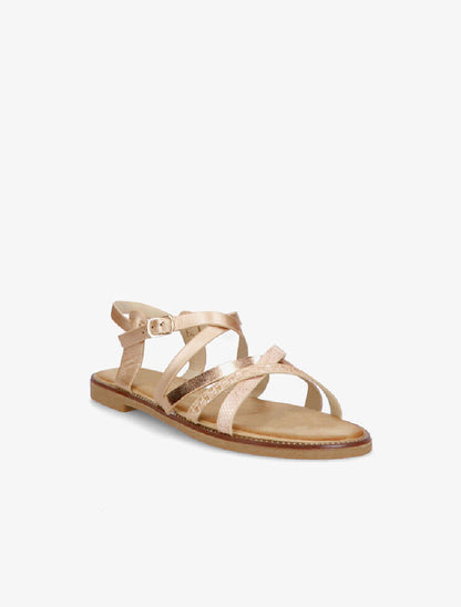 Nu-pieds plats à brides stylisées - Champagne - 1