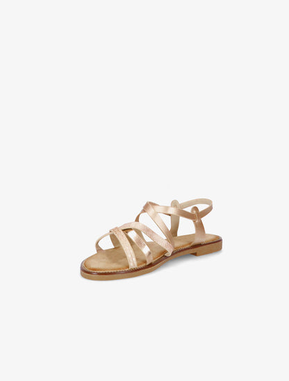 Nu-pieds plats à brides stylisées - Champagne - 3