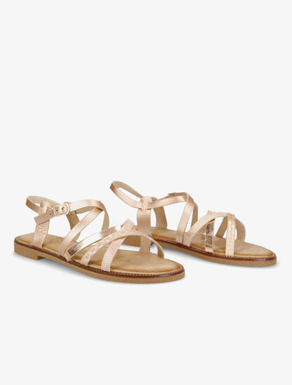 Nu-pieds plats à brides stylisées - Champagne - 4