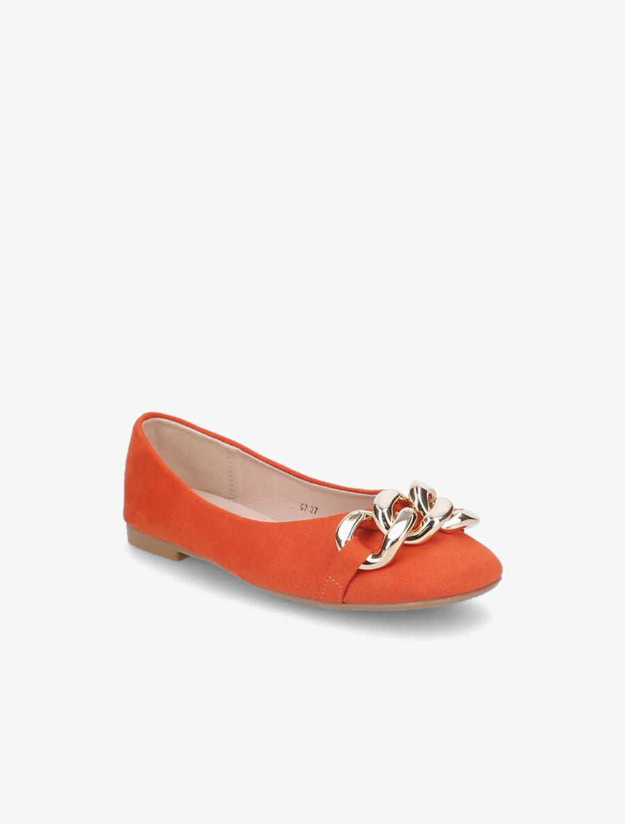 Ballerines à maillons et bouts carrés - Orange - 2