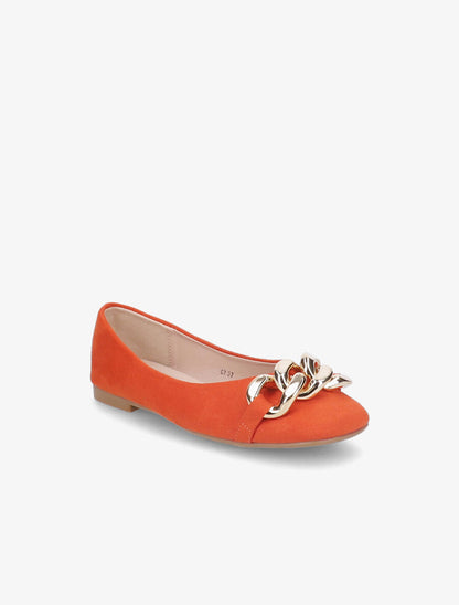 Ballerines à maillons et bouts carrés - Orange - 2