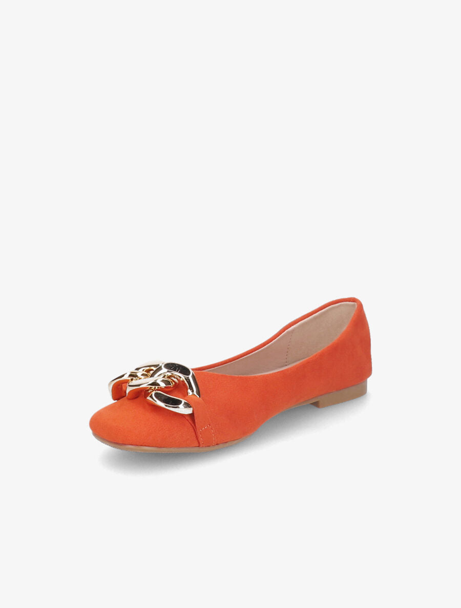 Ballerines à maillons et bouts carrés - Orange - 3