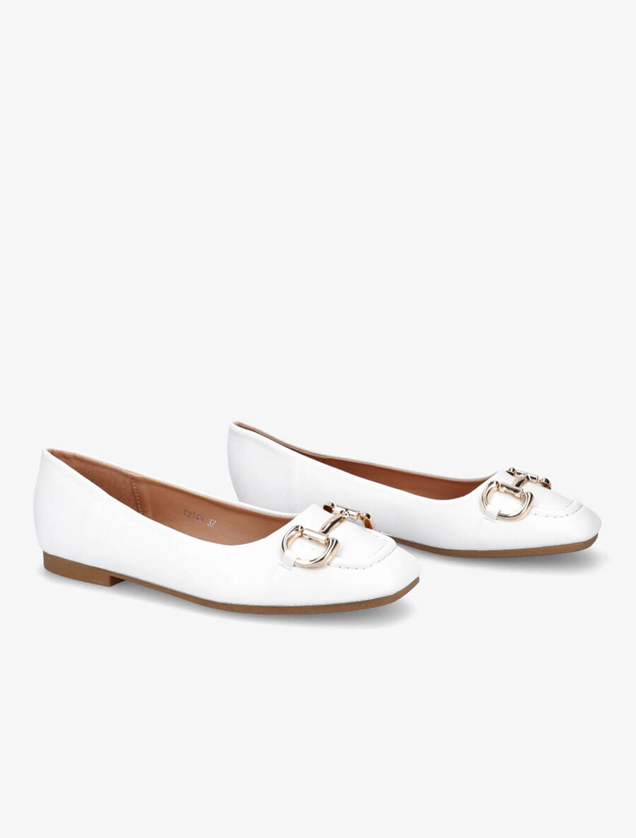 Ballerines à tige style mors - Blanc - 4