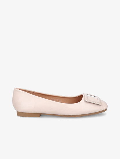 Ballerines à boucles carrées - Beige - 1