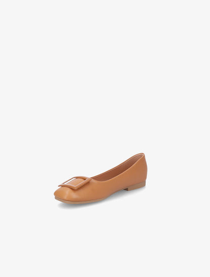 Ballerines à boucles carrées - Camel - 3