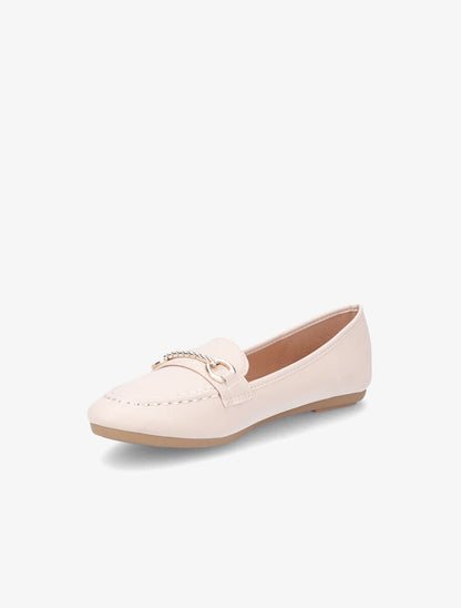 Mocassins boucles métalliques à strass - Beige - 3