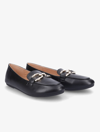 Mocassins en simili à boucles stylisées - Noir - 4