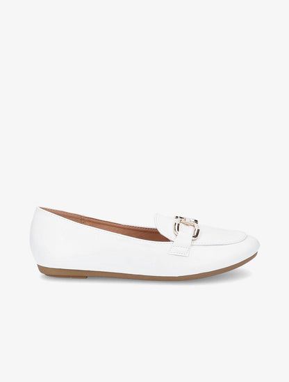 Mocassins en simili à boucles stylisées - Blanc - 5