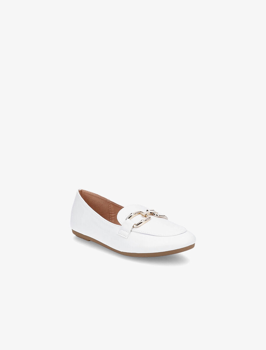 Mocassins en simili à boucles stylisées - Blanc - 2