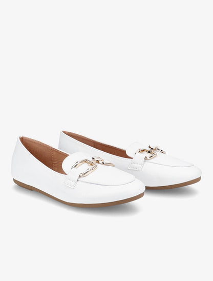 Mocassins en simili à boucles stylisées - Blanc - 4