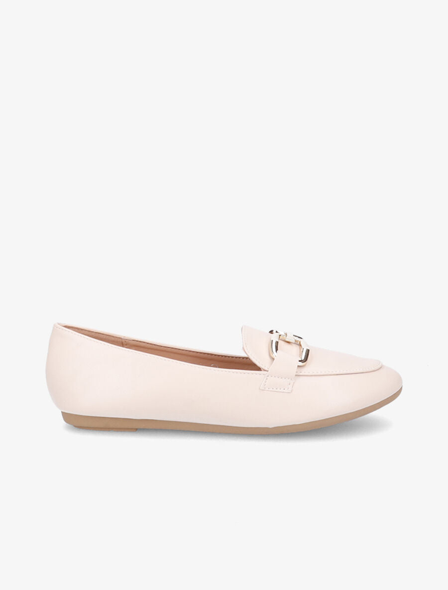 Mocassins en simili à boucles stylisées - Beige - 1
