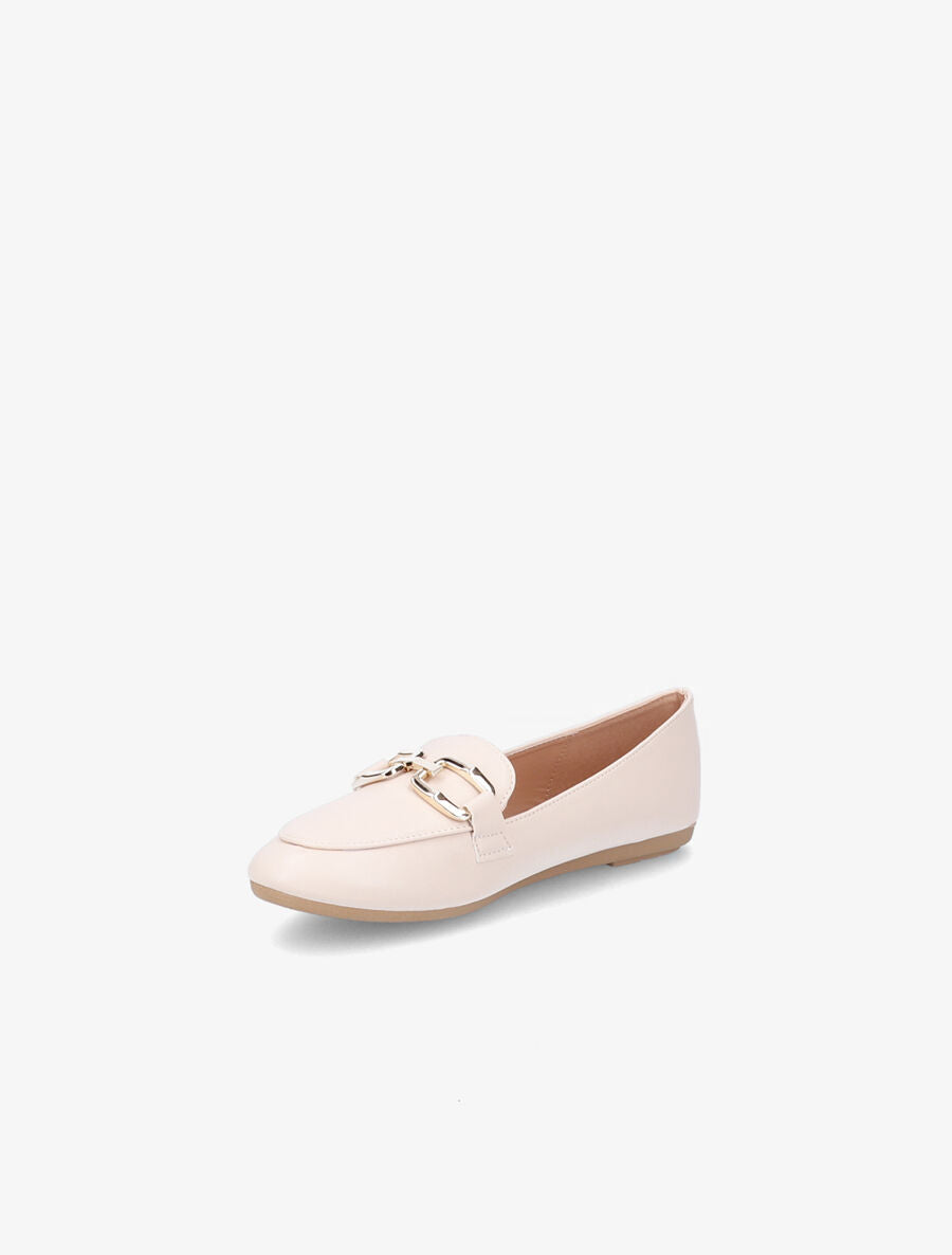 Mocassins en simili à boucles stylisées - Beige - 3