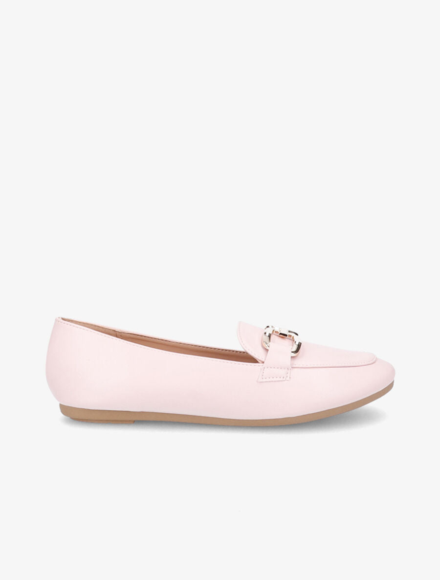 Mocassins en simili à boucles stylisées - Rose pâle - 1