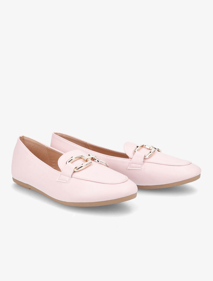 Mocassins en simili à boucles stylisées - Rose pâle - 4