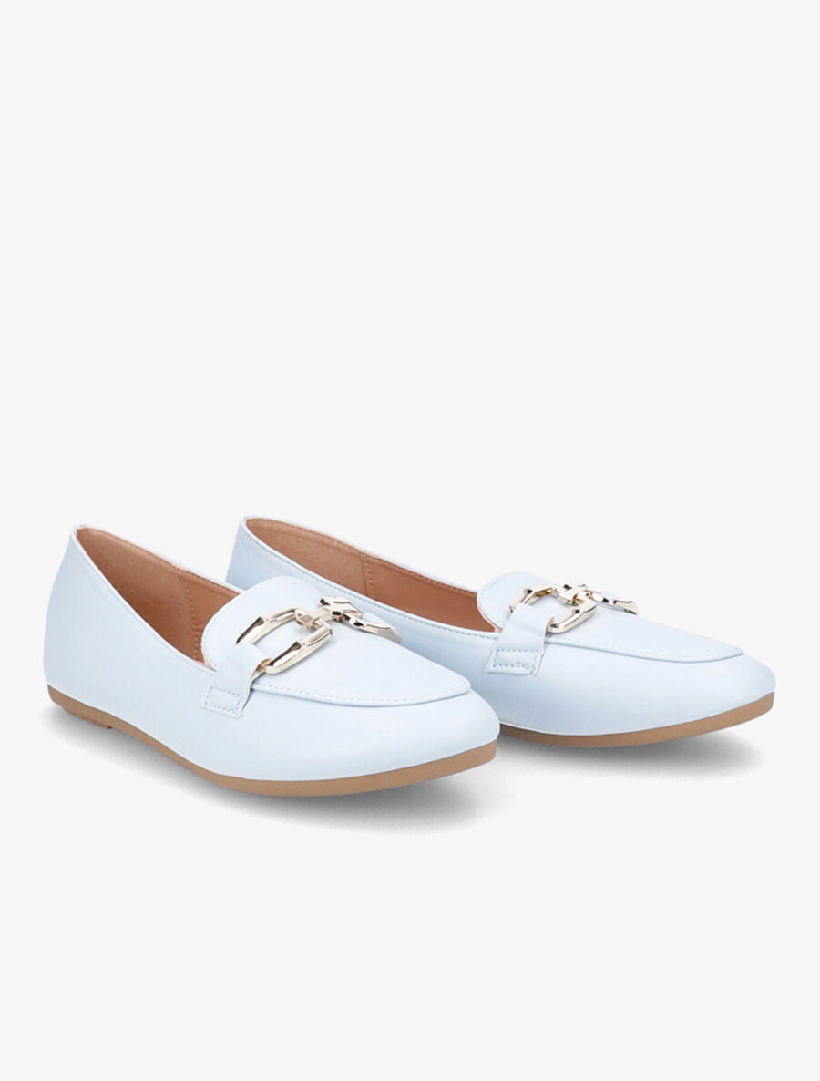 Mocassins en simili à boucles stylisées - Bleu clair - 4