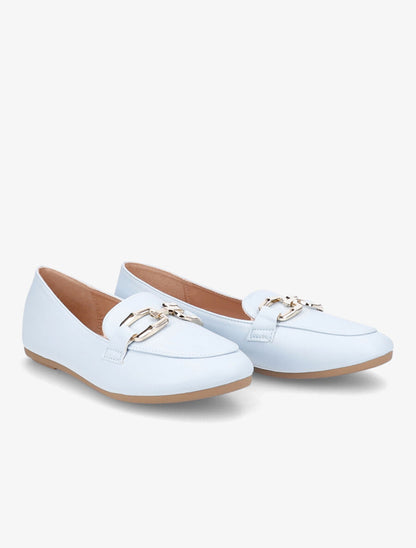 Mocassins en simili à boucles stylisées - Bleu clair - 4