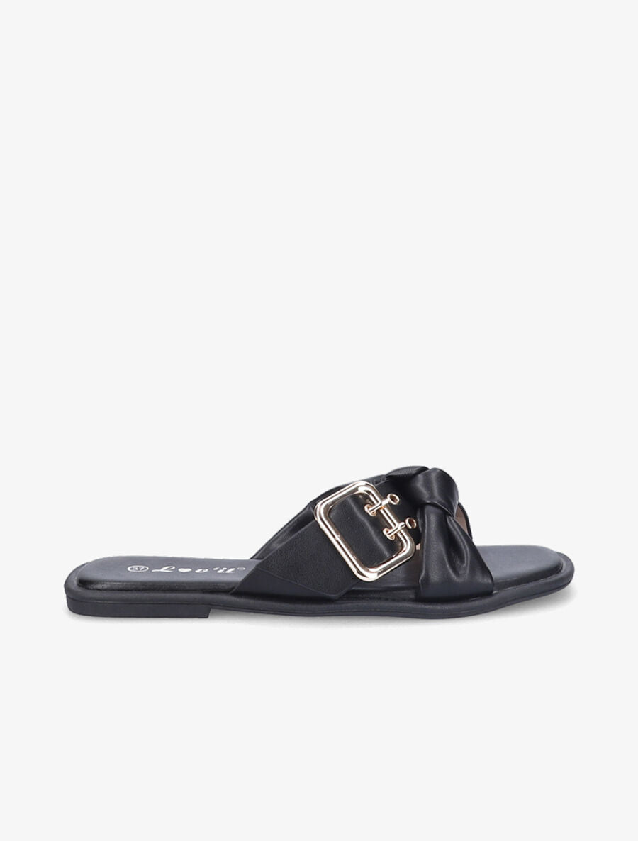 Mules à boucles métalliques et noeud - Noir - 5