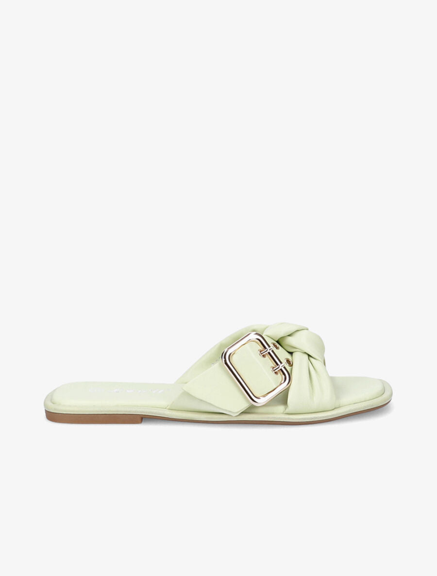 Mules à boucles métalliques et noeud - Vert - 5