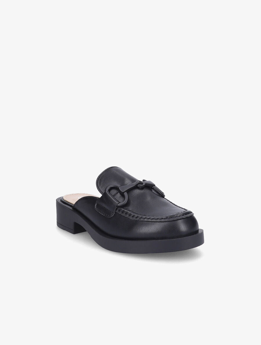 Mules monochrome style mocassin à boucle - Noir - 2