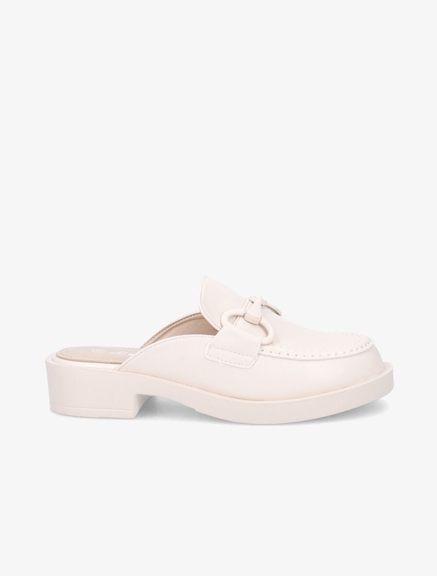 Mules monochrome style mocassin à boucle - Beige - 5