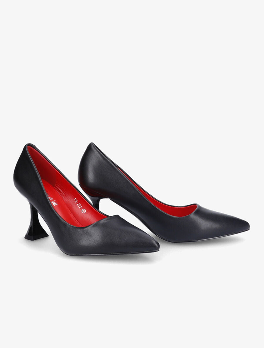 Escarpin bouts pointus à talons bobine - Noir - 4
