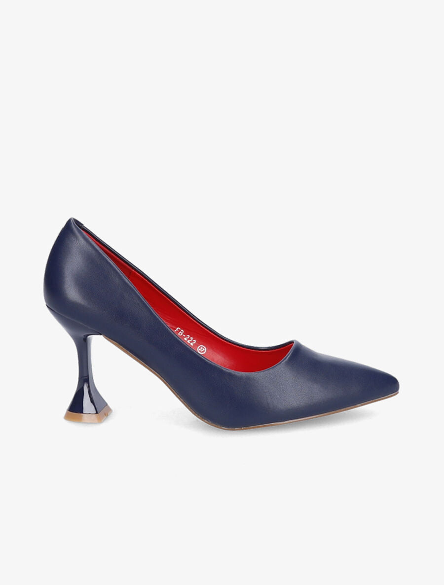 Escarpin bouts pointus à talons bobine - Marine - 1