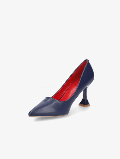Escarpin bouts pointus à talons bobine - Marine - 3