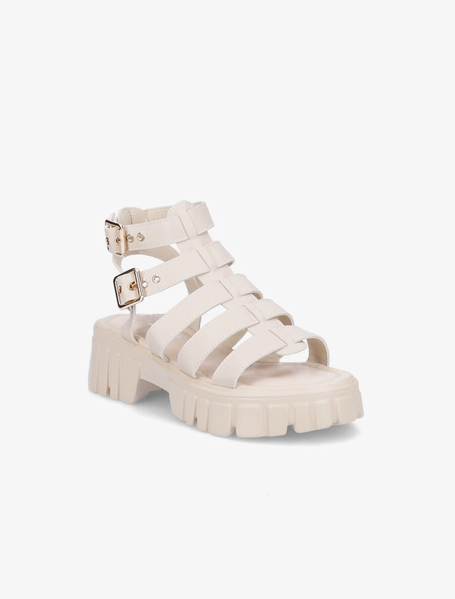 Sandales style spartiates à semelles crantées - Beige - 2