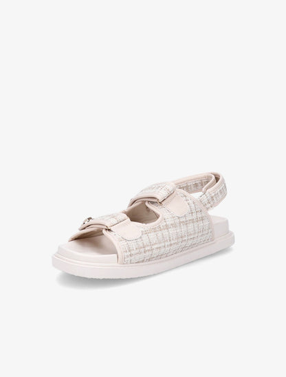 Sandales scratchs en tweed irisé - Beige - 3