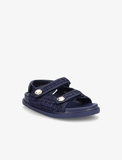 Sandales scratchs en tweed irisé - Marine - 2