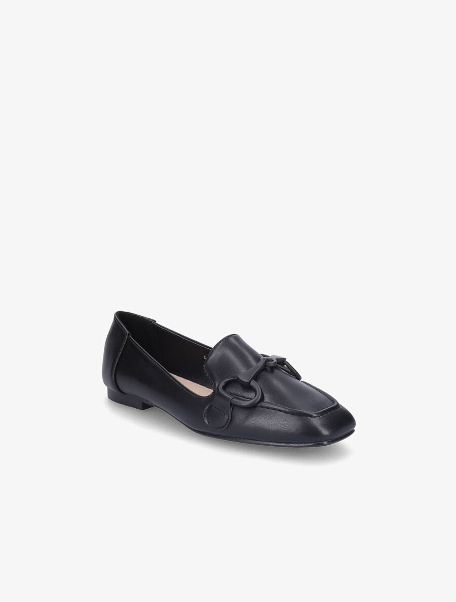 Slippers en simili uni à boucles - Noir - 2