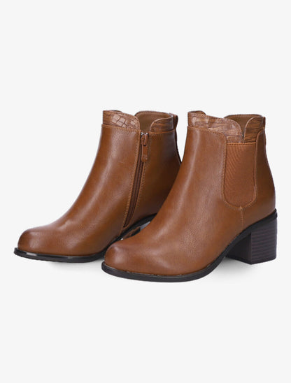 Bottines à cheville effet python - Camel - 4