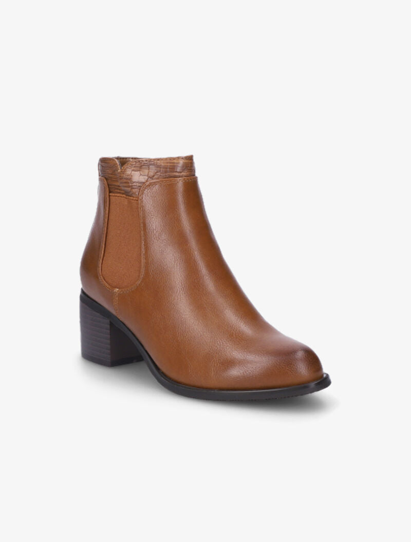 Bottines à cheville effet python - Camel - 2