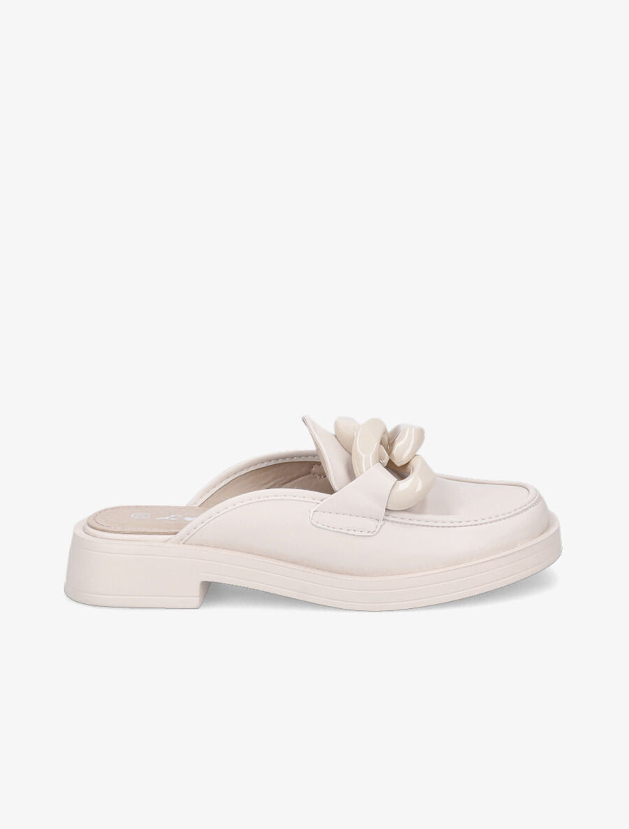 Mules en simili détail maillons - Beige - 1