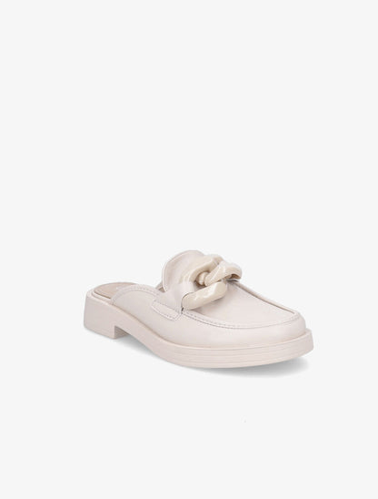 Mules en simili détail maillons - Beige - 2