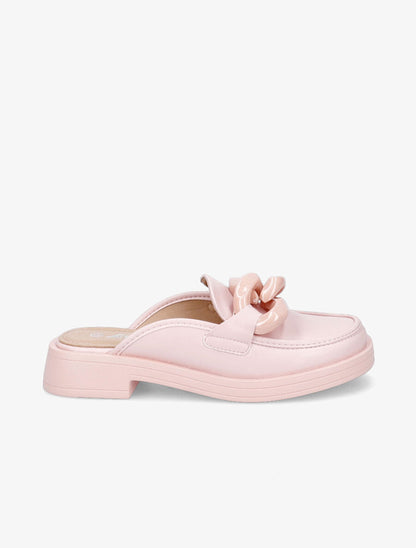 Mules en simili détail maillons - Rose - 5