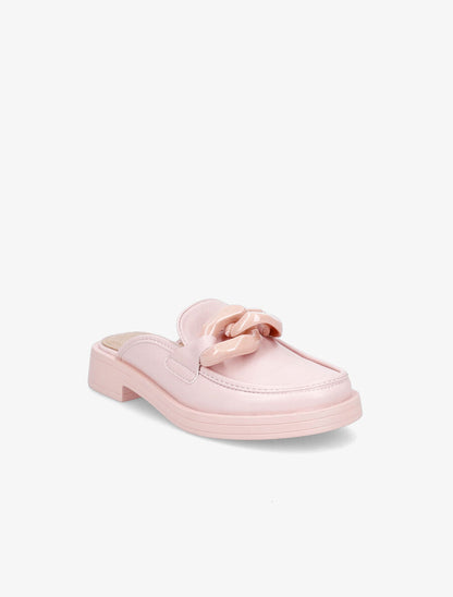 Mules en simili détail maillons - Rose - 2