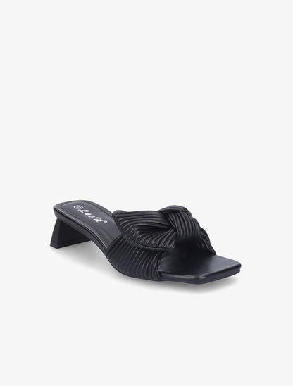 Mules striées à noeud - Noir - 2