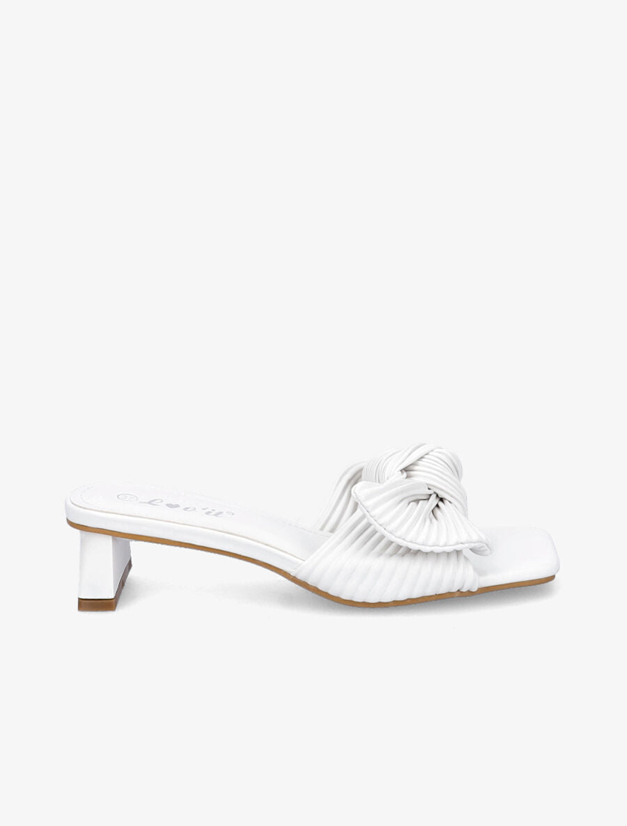 Mules striées à noeud - Blanc - 1