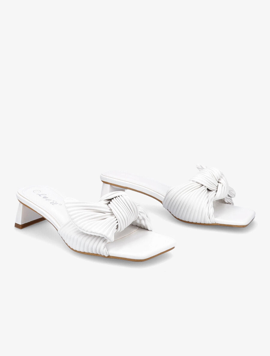 Mules striées à noeud - Blanc - 4