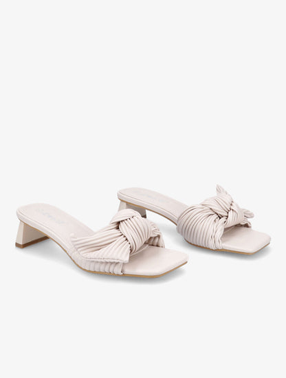 Mules striées à noeud - Beige - 4